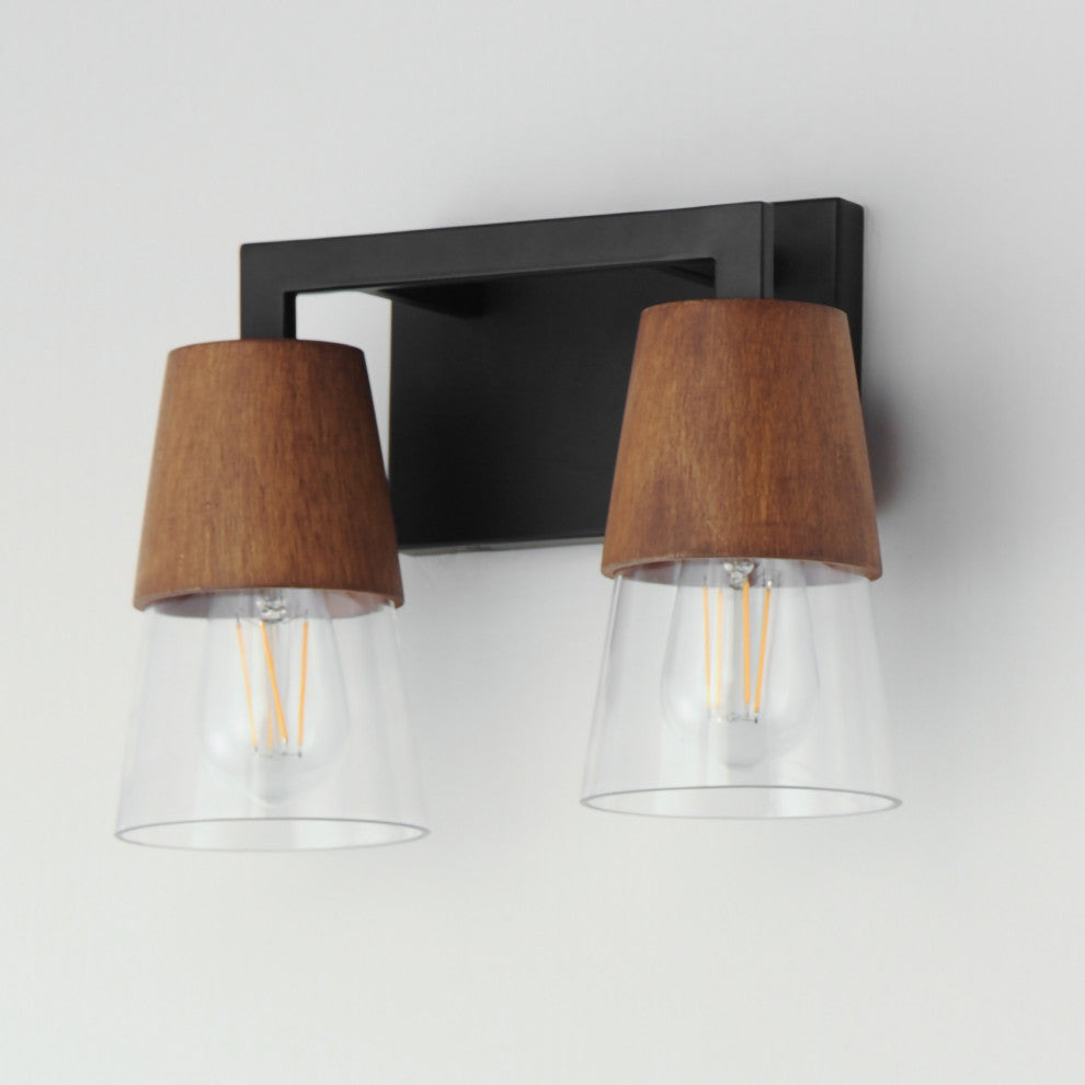 Maxim 21622CL Carpenter 2 Light 13"W Vanity Light - Walnut / Black