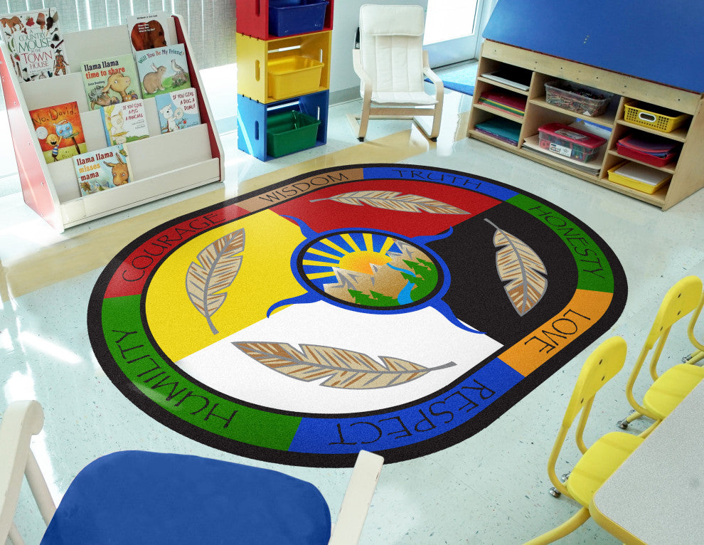 Traditional Teachings 5'4" x 7'8" Oval area rug in color Multi