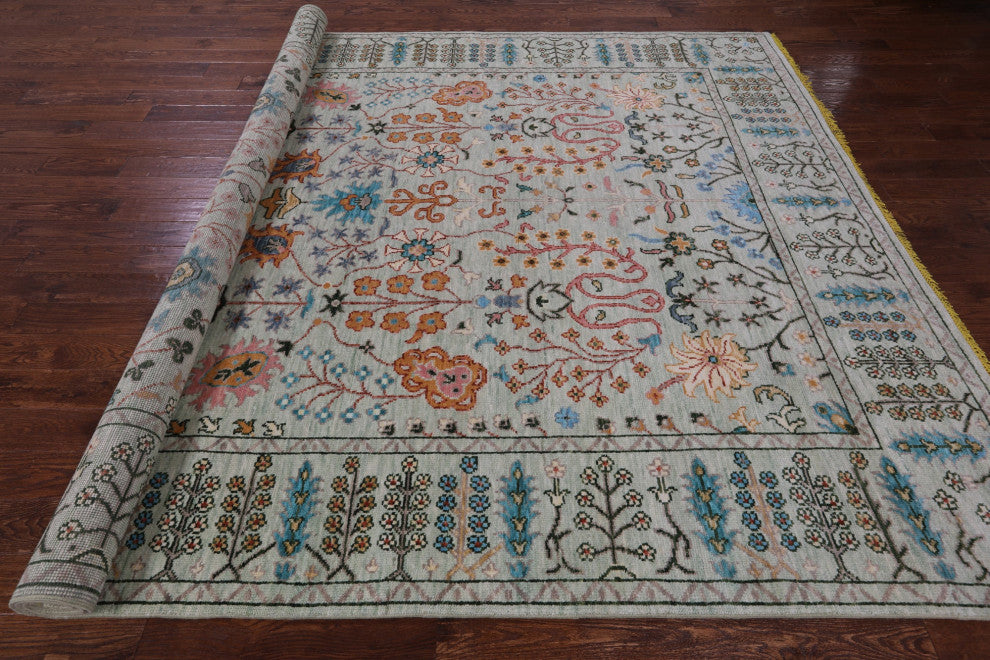 Turkish Oushak Handmade Wool Rug 9' 0" X 12' 1" - Q15637