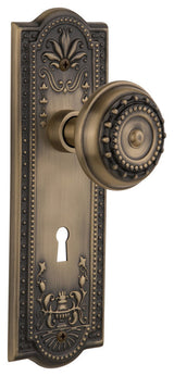 Double Dummy Set With Keyhole, Meadows Plate With Meadows Knob, Antique Brass
