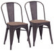 Set of Two Rustic Bistro Black and Brown Dining Chairs
