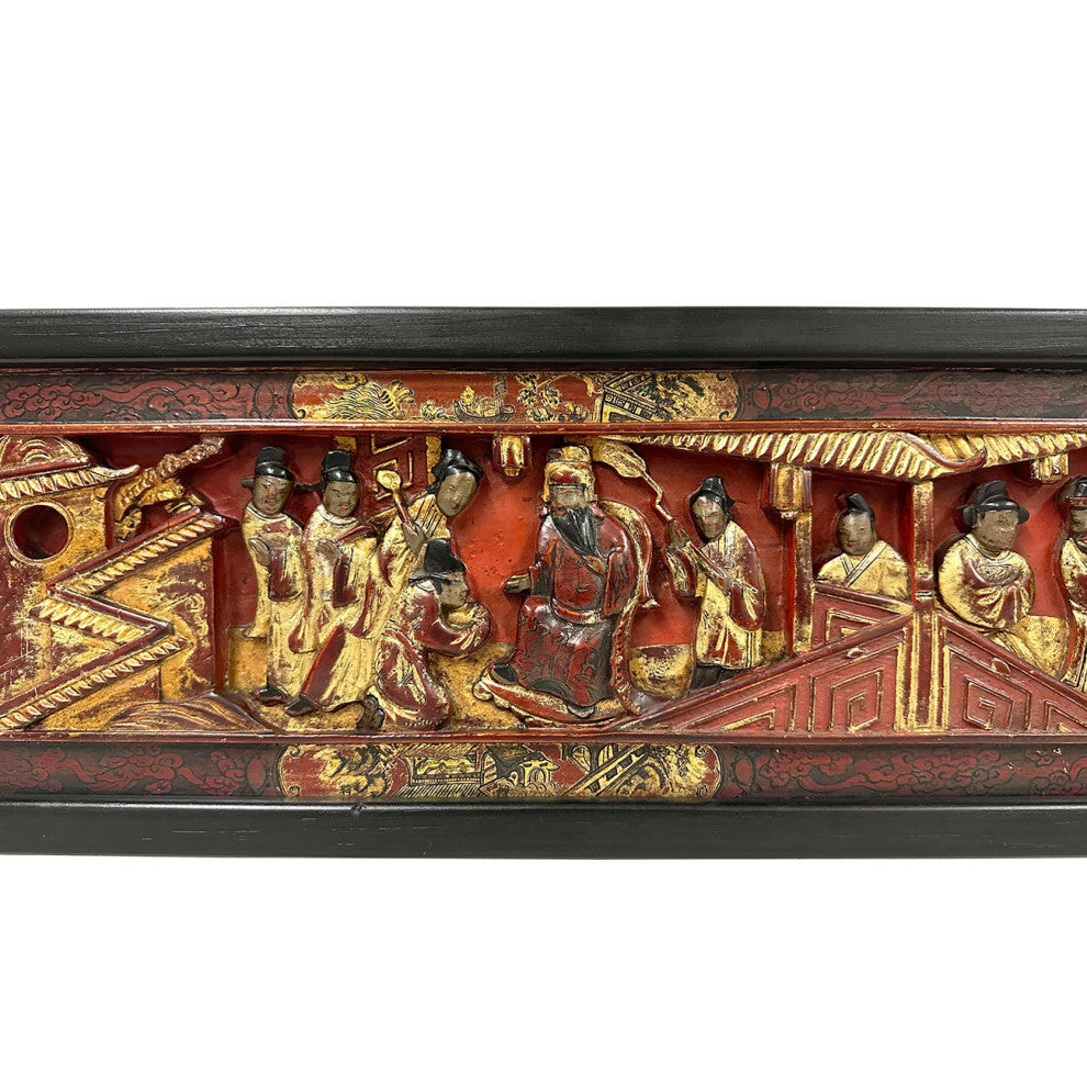 Consigned Antique Chinese 3d Carving Wood Panel Hanging Architectural Element