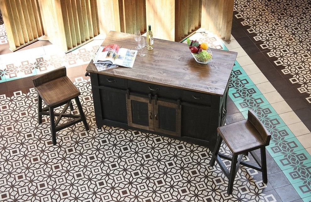 Greenview Kitchen Island, Distressed Black