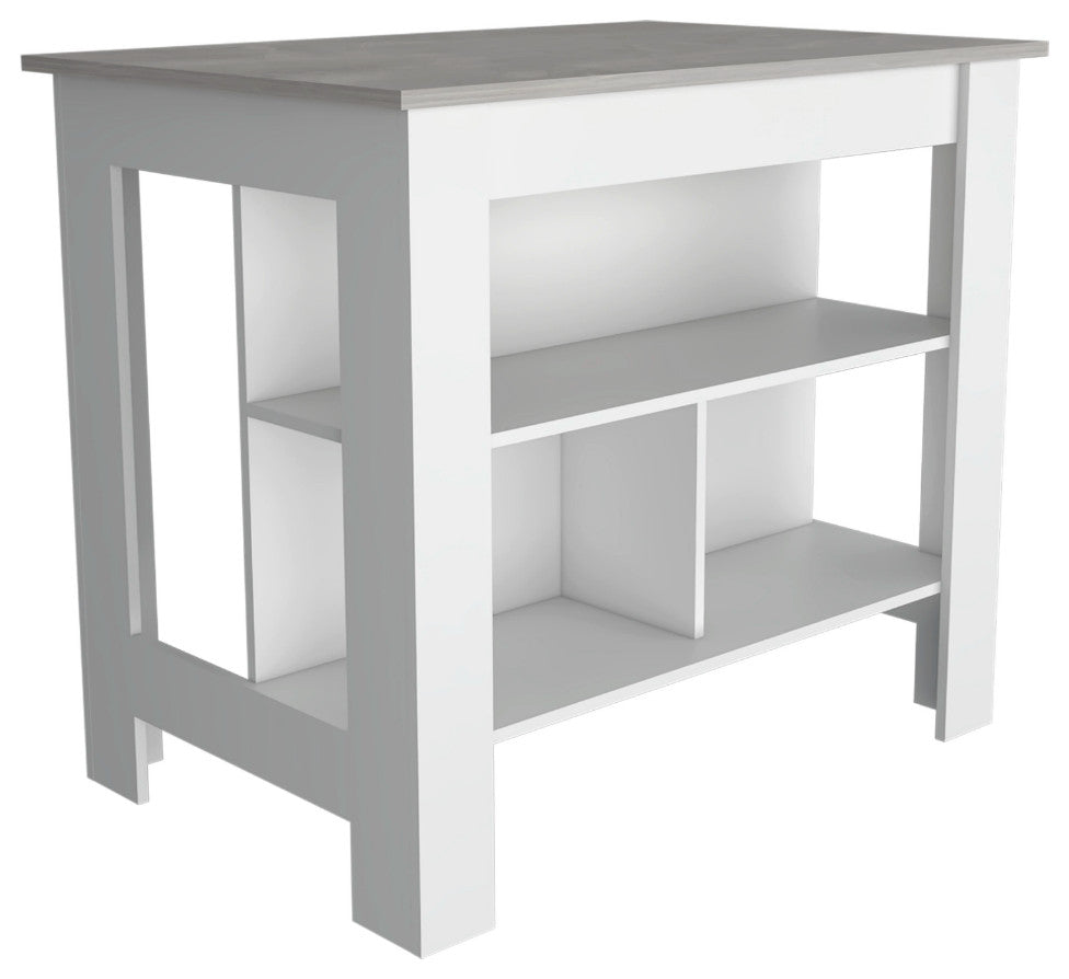 Kitchen Island Dozza, Kitchen, White / Ibiza Marble Color Finish