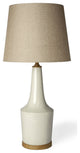 White Crackle and Natural Ceramic Table or Desk Lamp