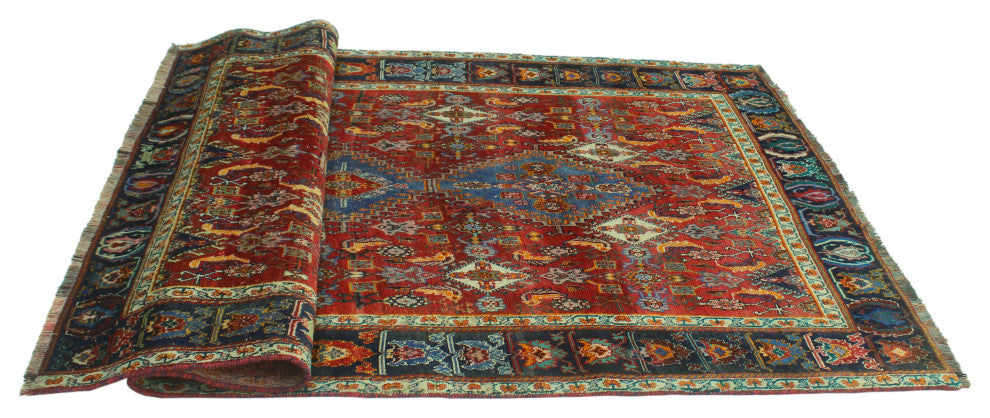 Vintage Distressed Fazal Red Rug
