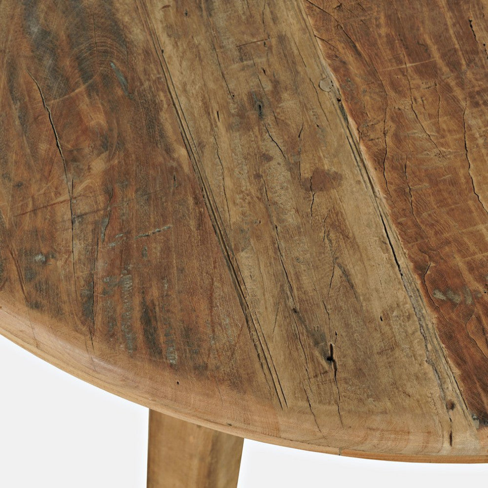 Reclamation Five Piece Round Rustic Reclaimed Solid Wood Round Dining Set