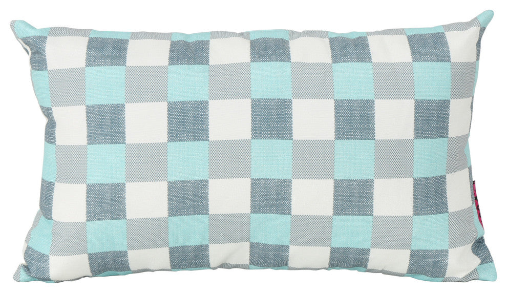 GDF Studio Raylan Indoor Rectangular Throw Pillow, Blue/White Plaid, Single