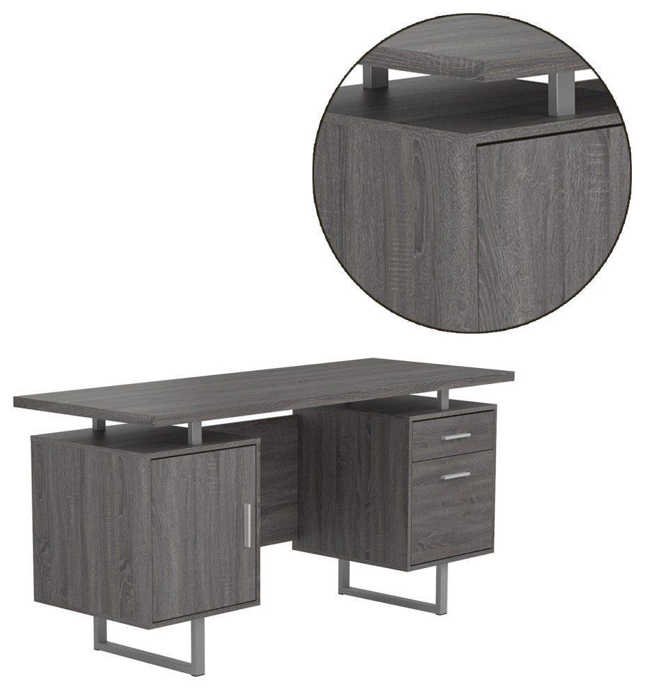 Office Desk, Weathered Gray and Silver