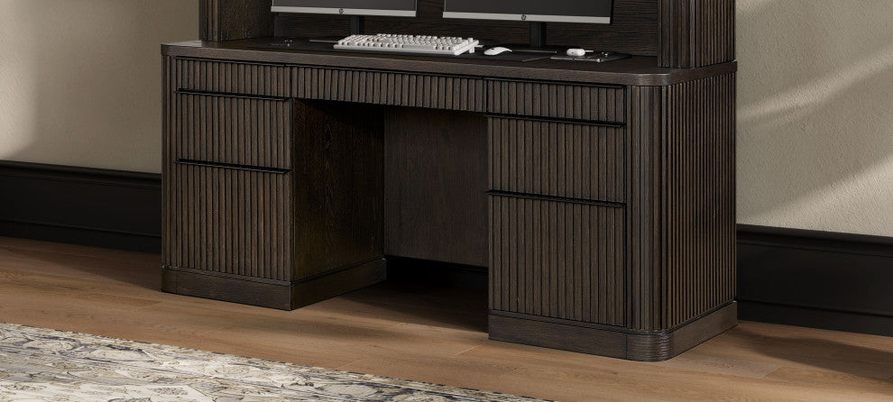 Contemporary Wood Credenza, Office Desk, Brown