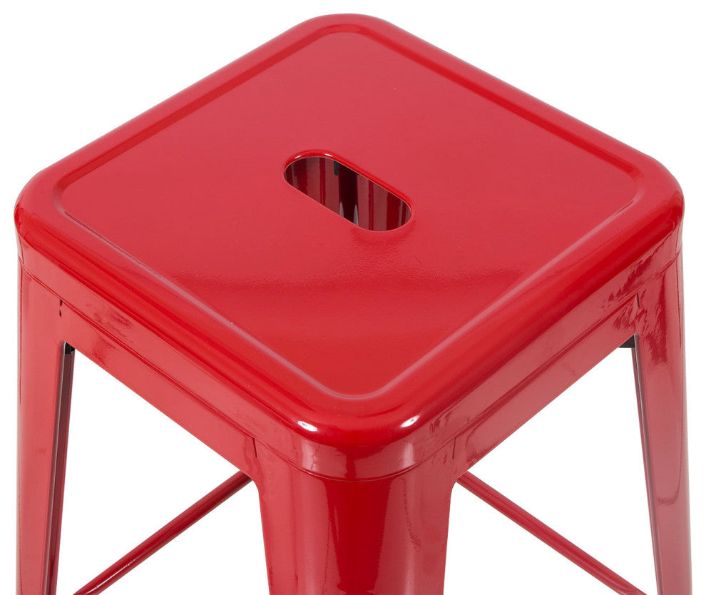 Wyatt Metal Dining Room Stackable Chairs, Weather Resistant, Set of 6, Red
