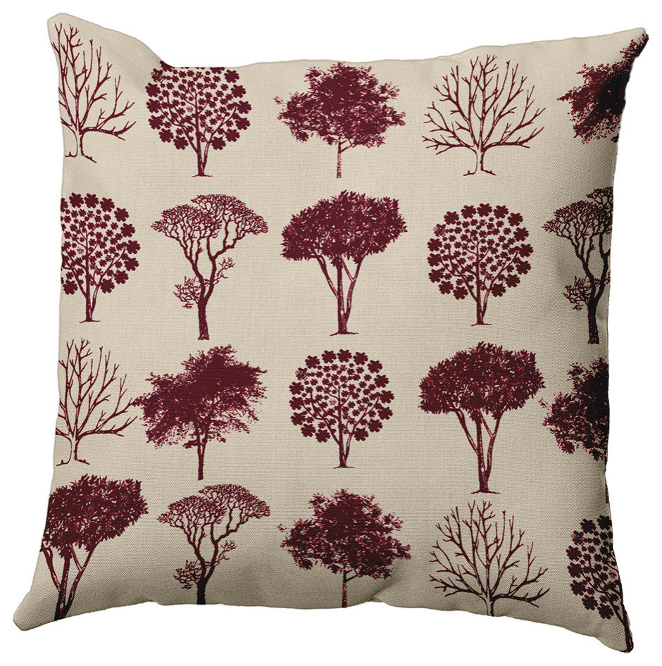 18" x 18" Field of Trees Decorative Throw Pillow, Pomegranate