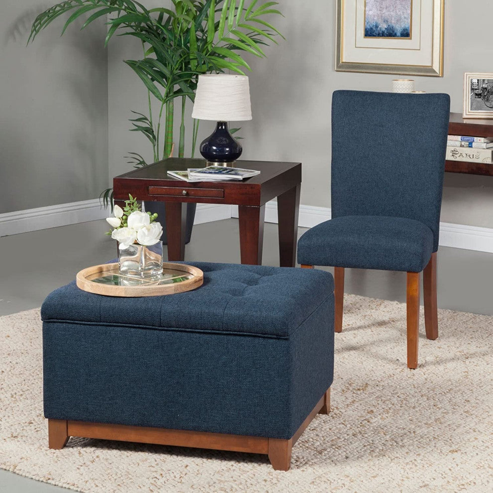 Chunky Textured Tufted Storage Ottoman with Hinged Lid