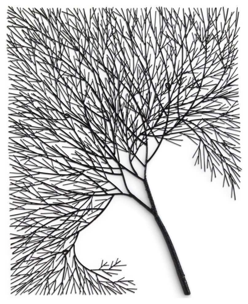 Wire Tree Wall Art, Rectangular, Metal, Black