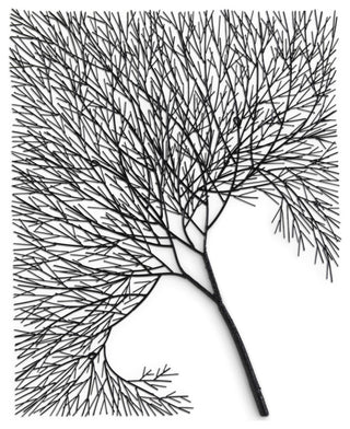Wire Tree Wall Art, Rectangular, Metal, Black