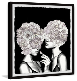 "Flower Head Twins" Framed Painting Print, 32"x32"