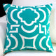 Outdoor Modern Geometric Throw Pillows, Set of 2, Teal, 18", Cover and Insert