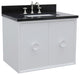 31" Single Wall Mount Vanity, White Finish With Black Galaxy Top
