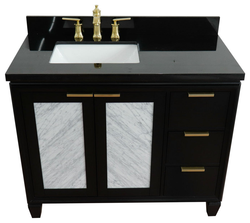 43" Single Vanity, Black Finish With Black Galaxy