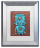 'Wee-Bot-Blue' Matted Framed Art, Silver Frame, White Matte, 14x11