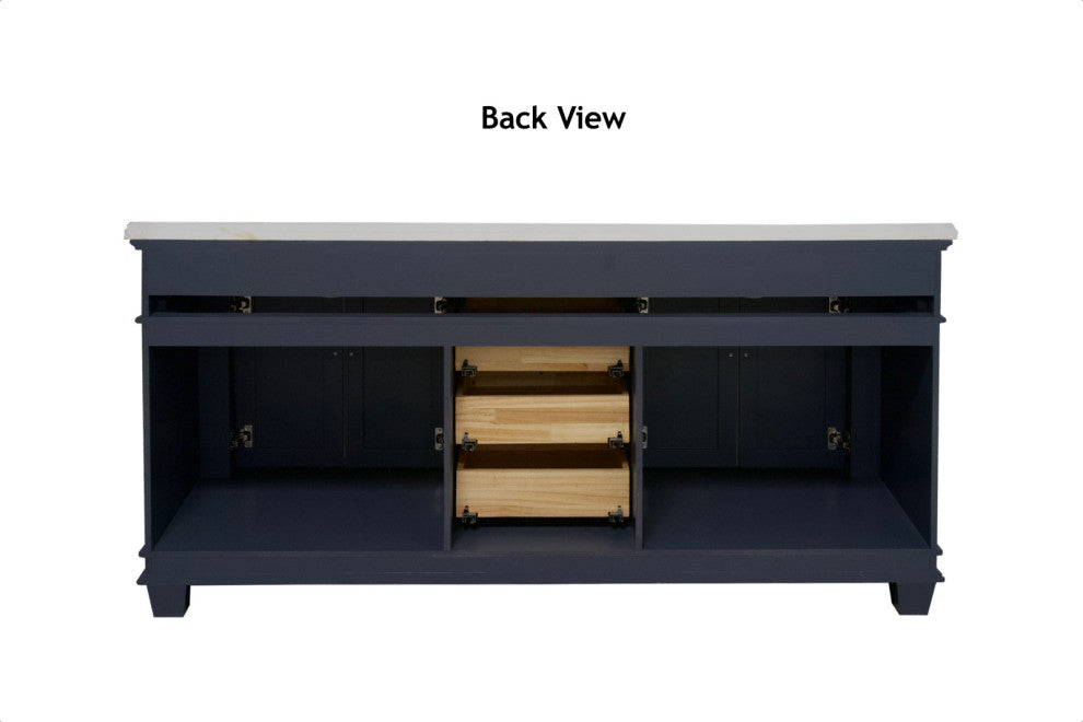 Elizabeth 72" Double Bathroom Vanity, Royal Blue, Carrara Marble