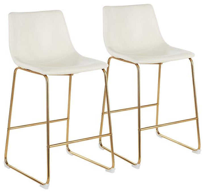Duke 25 3/4"  Faux Leather Counter Stools, Set of 2, White