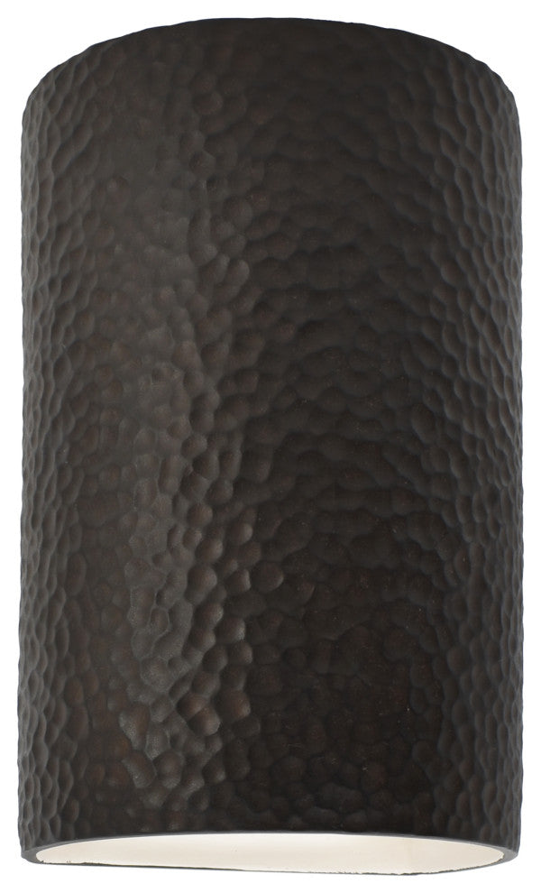 Ambiance, Small Cylinder, Closed Top Wall Sconce, Hammered Iron