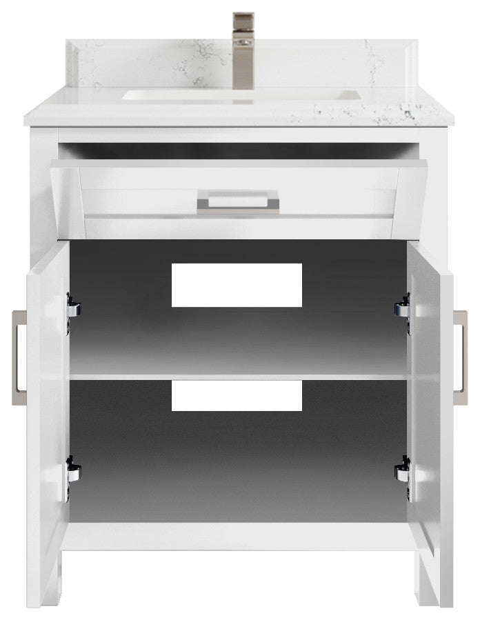 Cambridge 30 Single Sink Bath Vanity in White 1.5" Empira Quartz