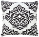Ox Bay Machine-Made White/Black Medallion Cotton Blend Pillow Cover, 20"x20"