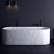 Earth Elements Natural Marble Stone Bathtub 70", White Rectangular