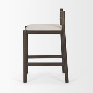 Sam Dark Brown Wood With Cream Fabric Counter Stool