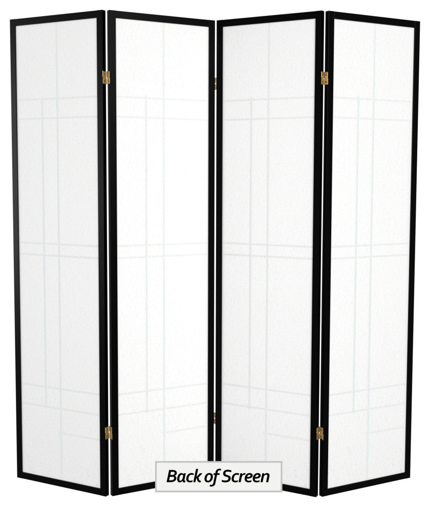 6' Tall Eudes Shoji Screen, Black, 4 Panels