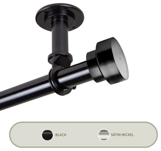 Cover Ceiling 1" Curtain Rod/Room Divider, Black, 66-120"