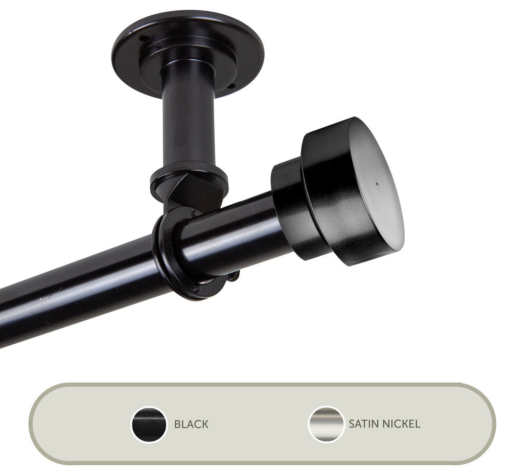 Cover Ceiling 1" Curtain Rod/Room Divider, Black, 66-120"