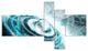 Blue Fractal Flying Saucer, Floral Canvas Art Print, 60"x32", 5 panels