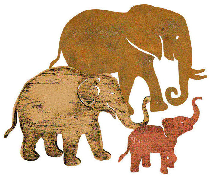 Elephant Family, Wooden Decorative Wall Art, Small