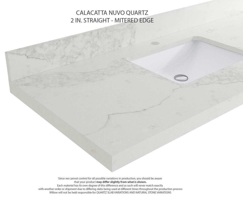 Sonoma Floating 36 Single Sink Vanity in Dark Natural with 2" Calacatta Nuvo