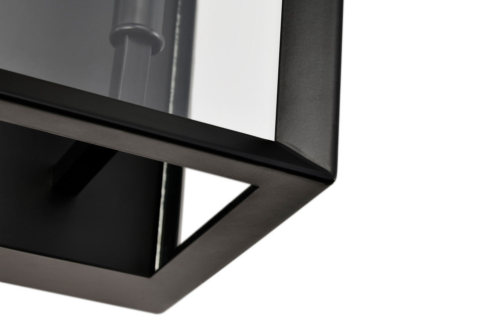 19 in. 2-Light Matte Black Dusk to Dawn Outdoor Wall Sconce With Clear Glass