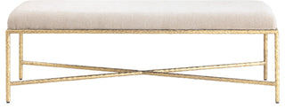 Valley Upholstered Bench, Beige, 54" W x 18" D, Gold, Chenille Fabric