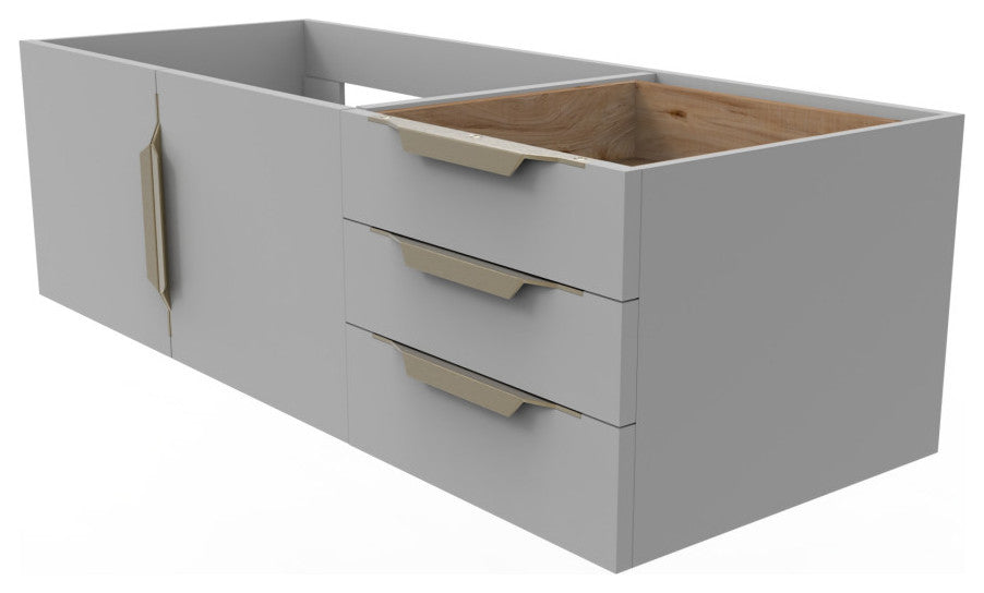 CastelloUSA Alpine 48" Wall Mounted Vanity, Base Only, Gray, Gold Handles