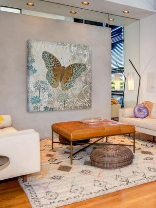 "Blue Linen Butterfly" Painting Print on Wrapped Canvas