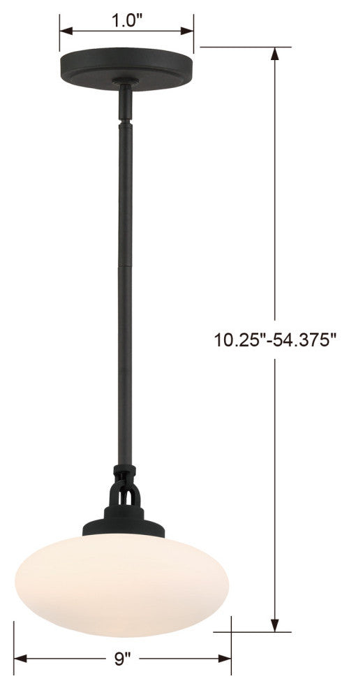 Crystorama PKR-B8501-BF, 1-Light Pendant, Black Forged