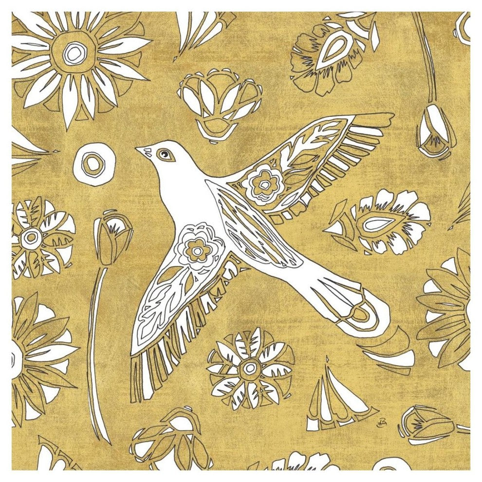 "Color my World Nordic Woodcut I Gold" Paper Print by Daphne Brissonnet, 26"x26"