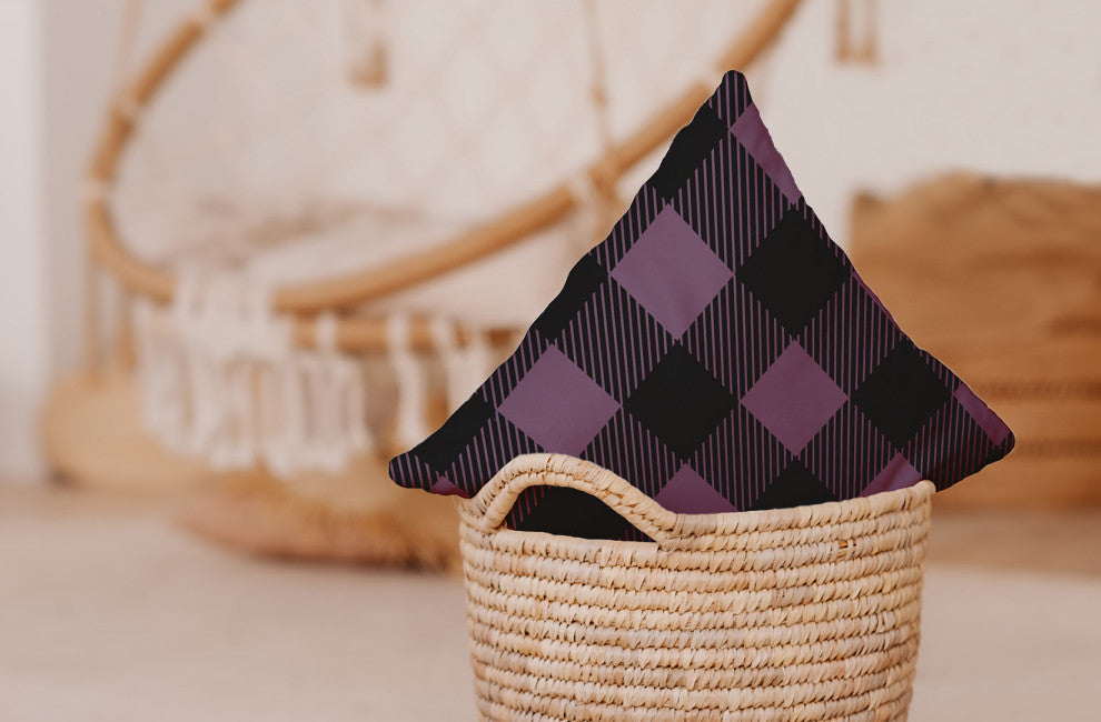 Buffalo Plaid Indoor/Outdoor Throw Pillow, Larkspur, 20"x20"