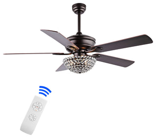 Cammy 52" 3-Light Traditional Transitional Iron LED CEILING FAN, Black