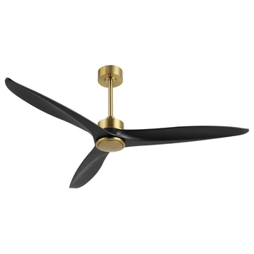 60" 3-Blade Reversible DC Motor Ceiling Fan With Remote, Gold/Black