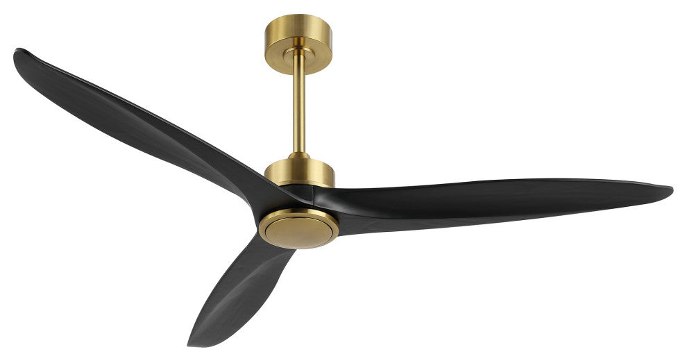 60" 3-Blade Reversible DC Motor Ceiling Fan With Remote, Gold/Black