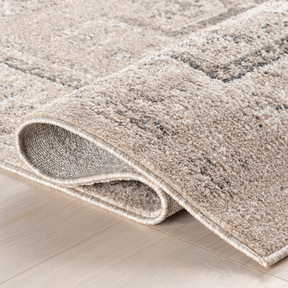 Nuloom Gena Distressed Transitional Medallion Rug, Ivory 6' 7" x 9'