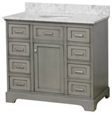 Aria 42" Bathroom Vanity, Weathered Gray, Carrara Marble