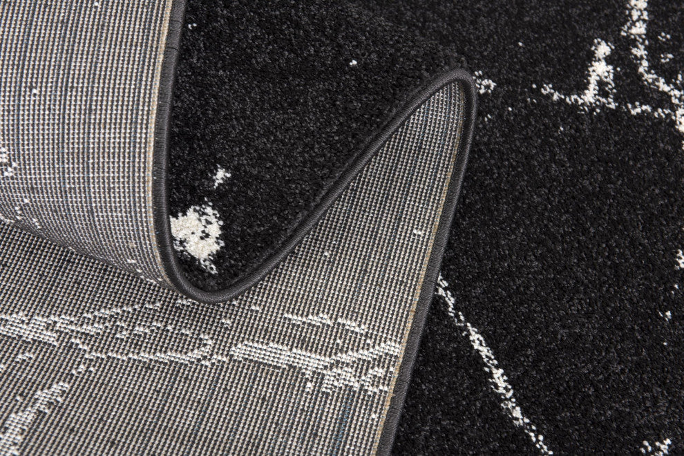 5"x8" Black and White Abstract Breakage Area Rug